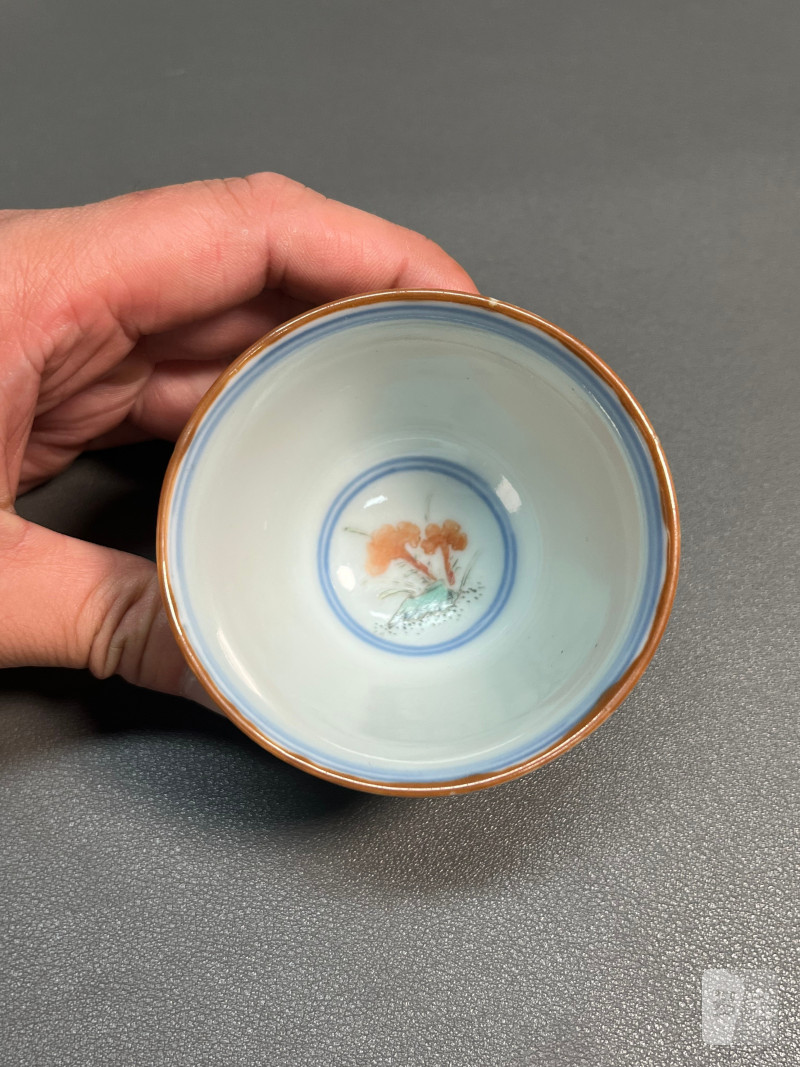 清康熙  五彩鸡趣图杯 - 图11